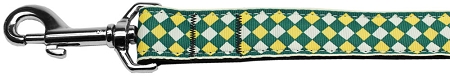 Green Checkers Nylon Dog Leash 5/8 inch wide 6ft Long